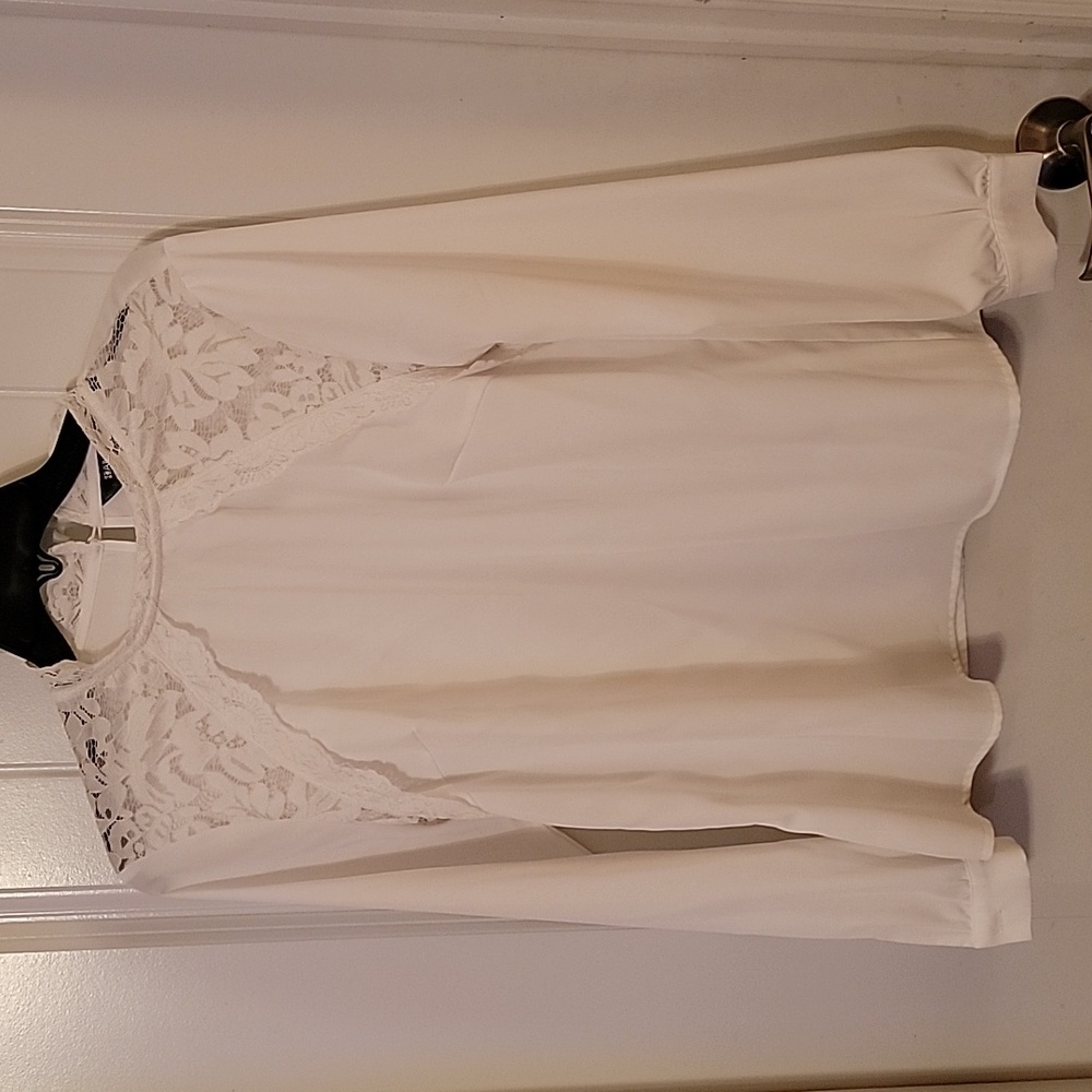 Ruffle Mock Neck Long Sleeve Chiffon Blouse